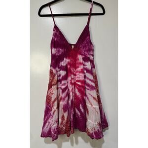 Raga Tie Dye Mini Dress Purple Pink & White Flowy Skirt Size Small NWT